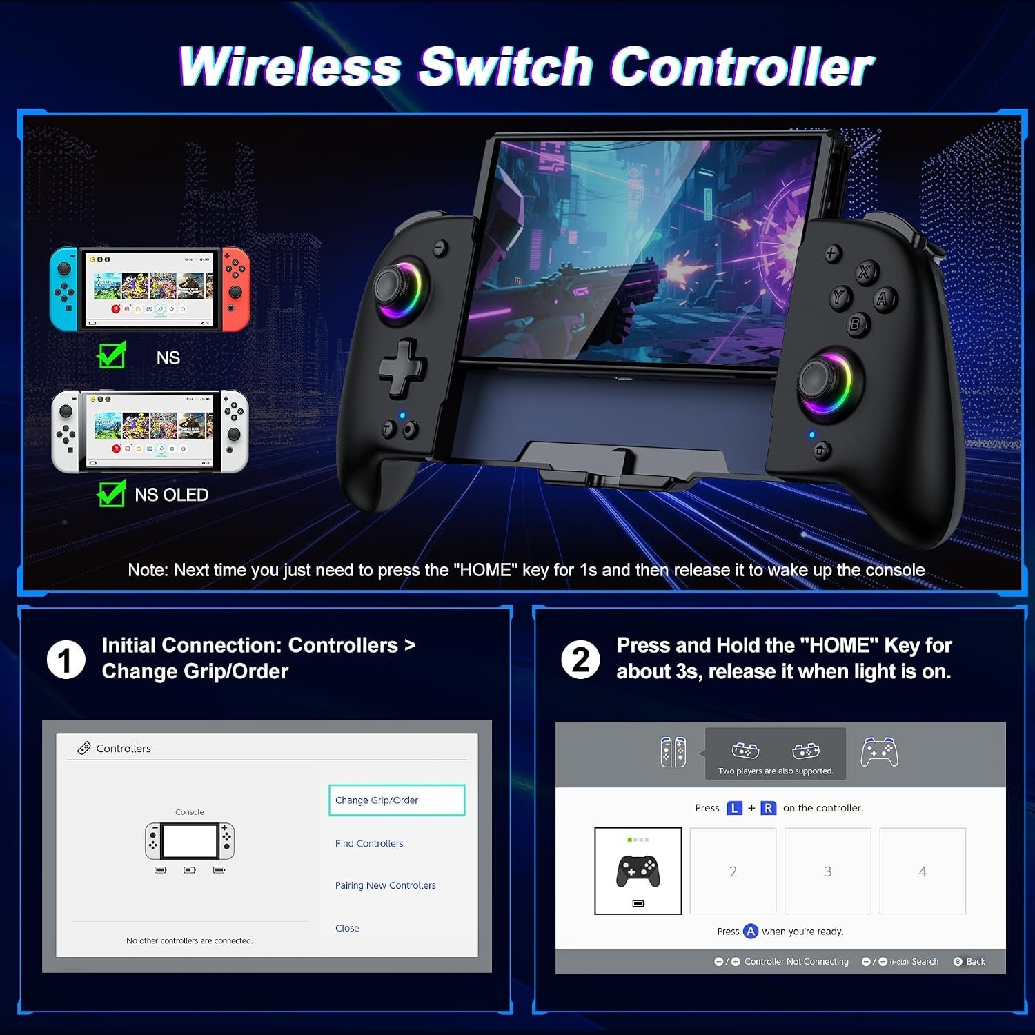 Mando Gammeefy para Nintendo Switch JC200 Wireless Gamepad con agarre mejorado - Imagen 4